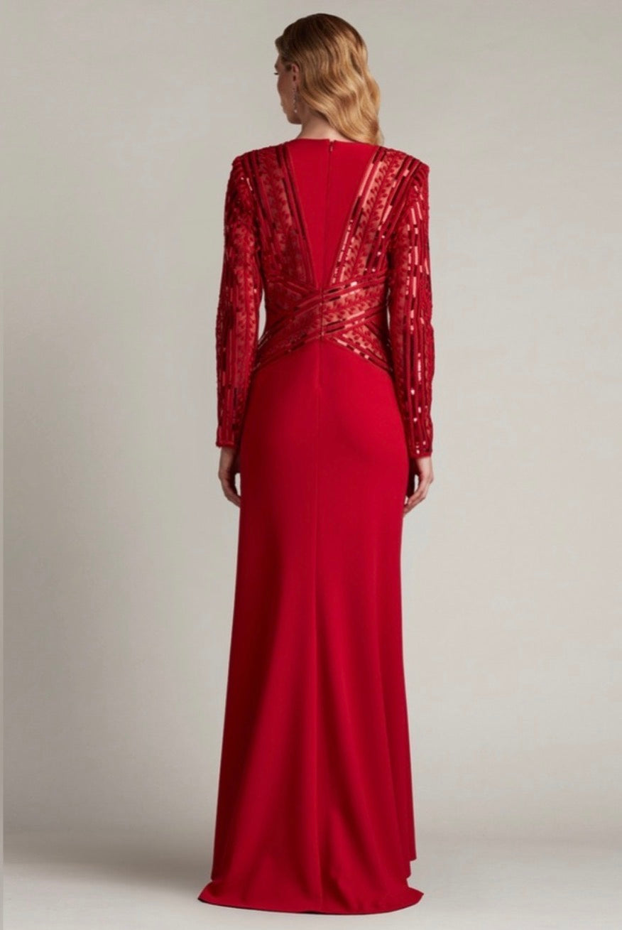 RENTON SEQUIN EMBROIDERED PANEL GOWN