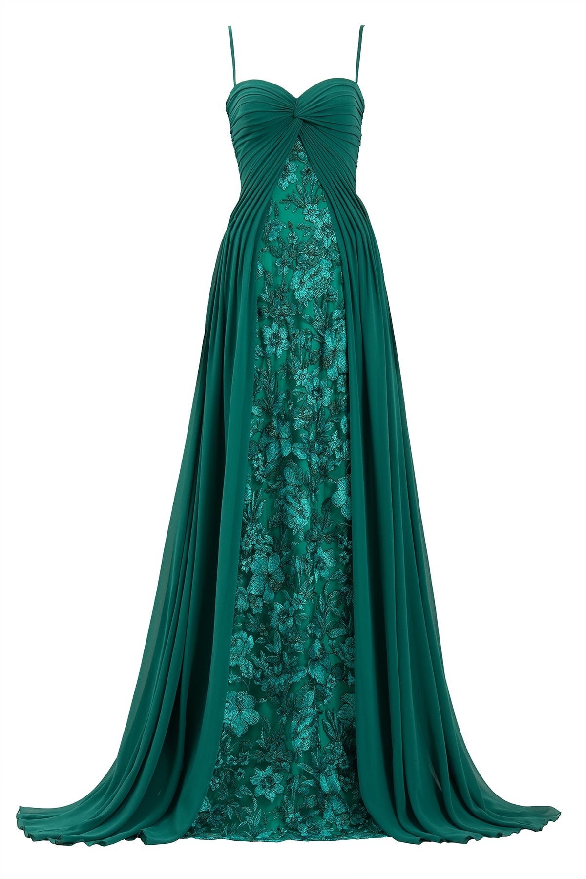 MONTE CHIFFON OVERLAY EMBROIDERED GOWN -