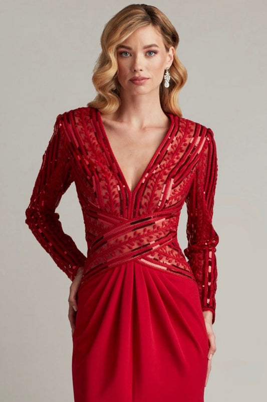 RENTON SEQUIN EMBROIDERED PANEL GOWN