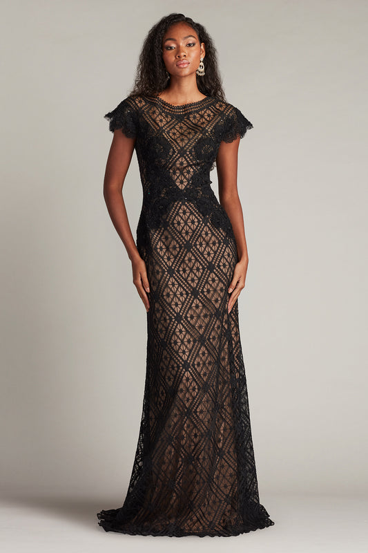 JASI EMBROIDERED ILLUSION GOWN