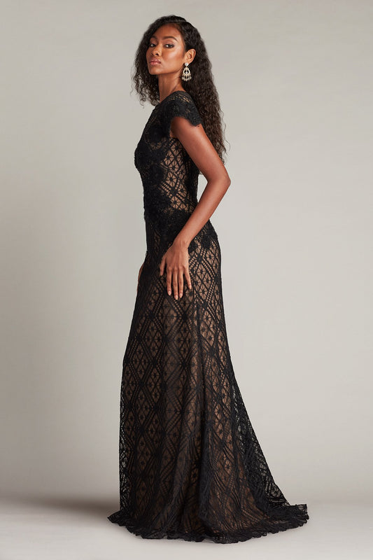 JASI EMBROIDERED ILLUSION GOWN