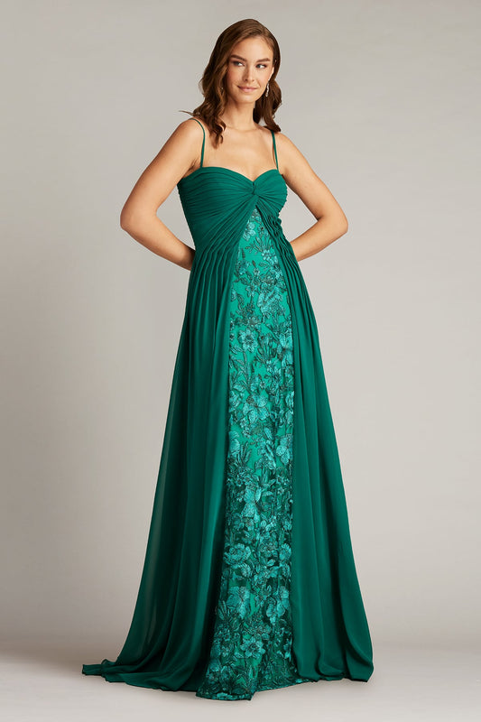 MONTE CHIFFON OVERLAY EMBROIDERED GOWN -