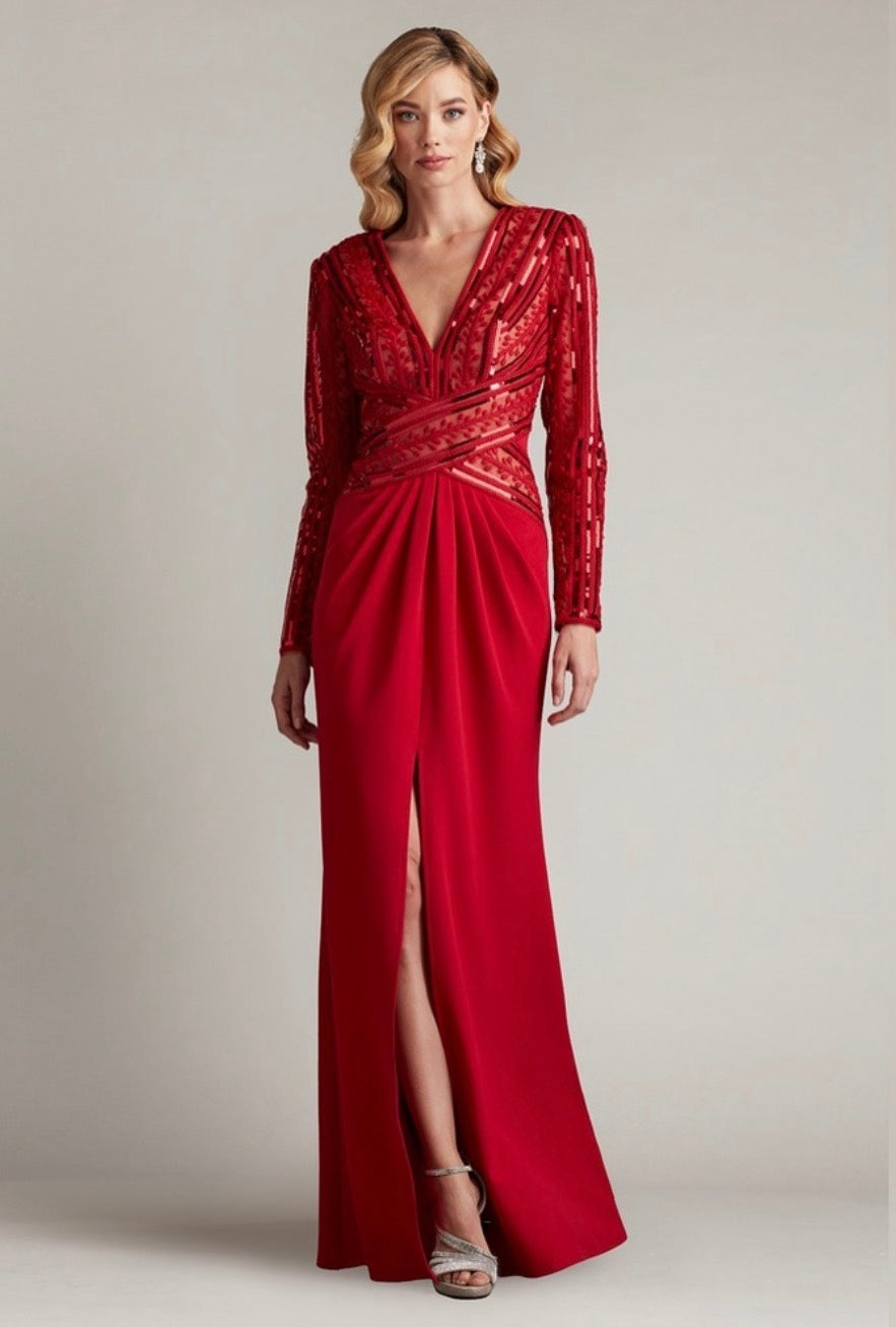 RENTON SEQUIN EMBROIDERED PANEL GOWN