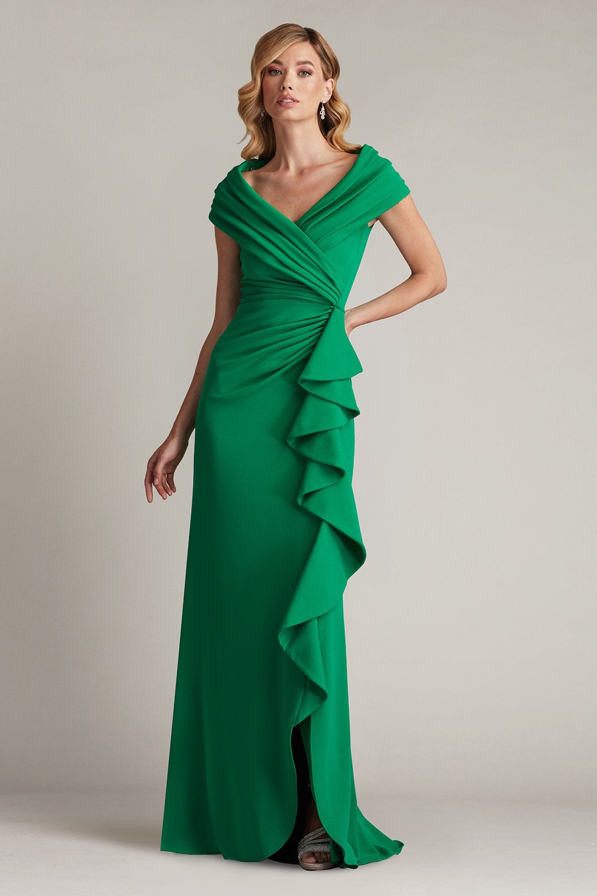 TALISE WATERFALL FLOUNCE GOWN (Green Leaf)