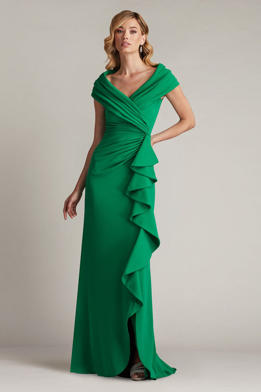 TALISE WATERFALL FLOUNCE GOWN (Green Leaf)