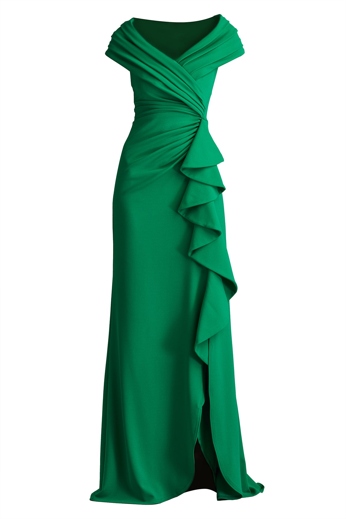 TALISE WATERFALL FLOUNCE GOWN (Green Leaf)