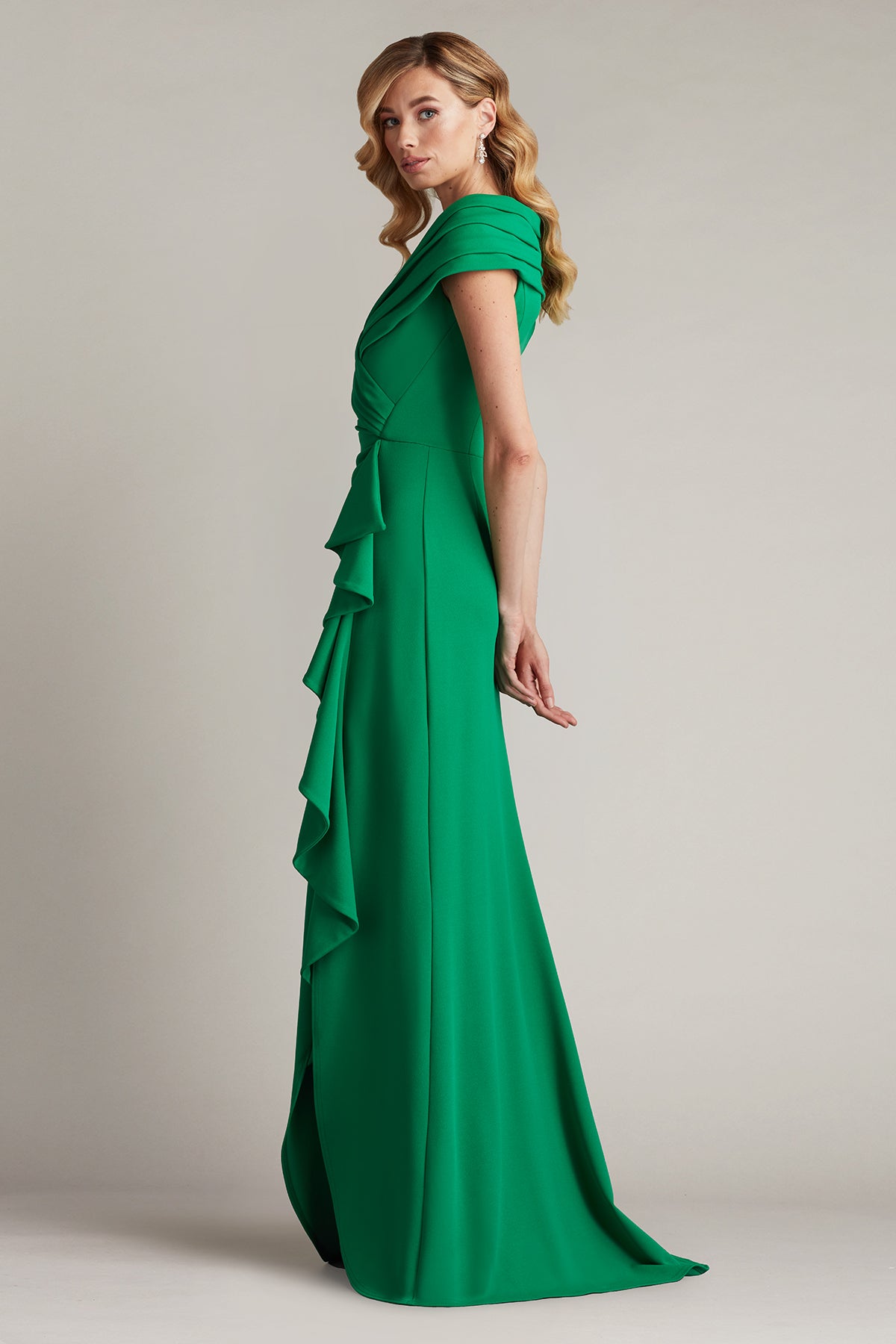 TALISE WATERFALL FLOUNCE GOWN (Green Leaf)